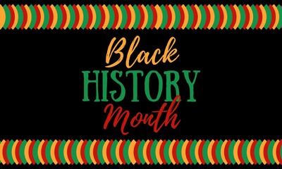 Black History Month Text. Holiday concept banner with traditional pattern design