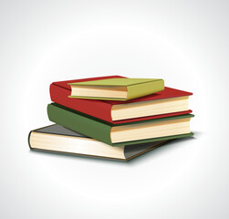 Realistic Retro Old Vertical Books Stack