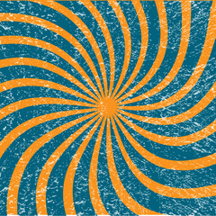 Vintage Grunge Curved Swirl Psychedelic Sunbrust