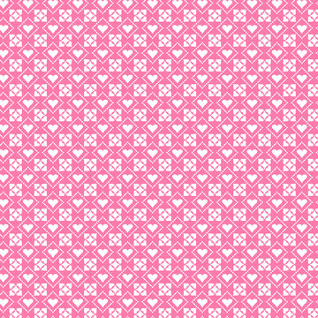 Pink Heart Square Grid Line Pattern