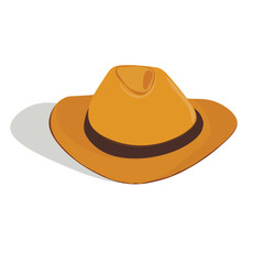 Fototapeta na wymiar Cowboy hat isolated element. Vector drawing illustration for icon, game, packaging, banner. Wild west, western, cowboy concept