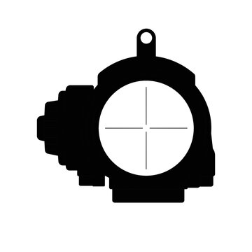 recommend clip art: Tactical Scope Silhouette. Black and White Icon Design Element on Isolated White Background