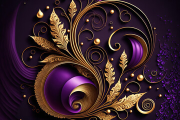 really lovely purple swirl design. opulent Eastern style art. creative design. These magical works of art are painted using vivid colors and embellished with golden glitter. brilliant work of design