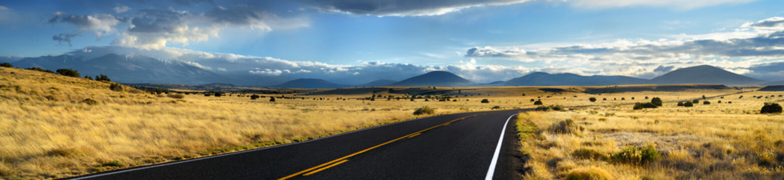 Beautiful endless wavy road in Arizona desert, USA