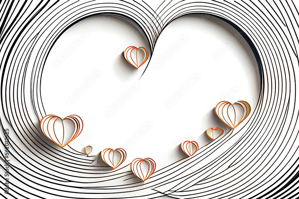 Poster continuous line heart shape border