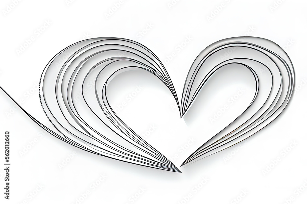 Poster continuous line heart shape border