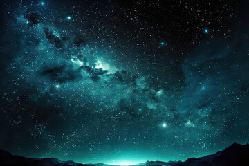 Fototapeta na wymiar Blue dark night sky with many stars. Space background. Generative AI