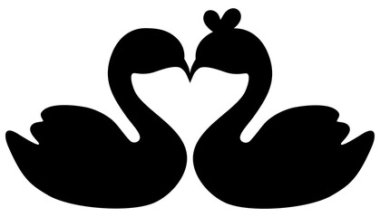 Valentine couple swan silhouette 