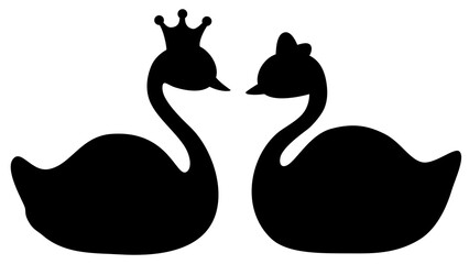 Valentine couple swan silhouette  © Mimidesign