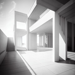 Fototapeta premium Image of a minimalist architectural design, with clean lines and natural light and light colors