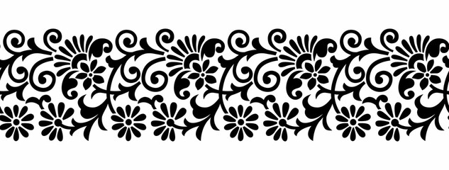 Vector lacy border with flower and paisley