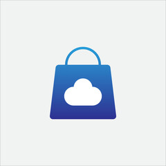 Modern startup logo, illustration of rocket, cloud and shopping.