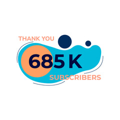 THANK YOU 685K FOLLOWERS CELEBRATION TEMPLATE BLUE COLOR DESIGN VECTOR GOOD FOR SOCIAL MEDIA, CARD , POSTER