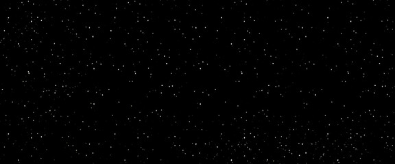 Flying dust particles on a black background, abstract real dust floating over black background for overlay, night sky graphic resources star on snow effect background