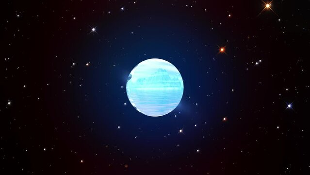 Rotating globe as alien world in deep space background