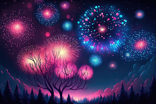 Fireworks, which fill the sky with light during the New Year's celebration. Generative AI