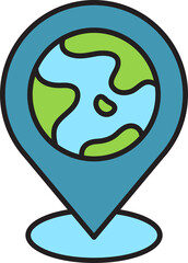 Map Pin with Globe Icon
