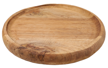 Round wooden kitchen board, transparent background