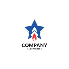Obraz premium Rocket logo design with Rocket icon in star.