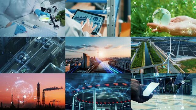 Collage movie of various field technology.