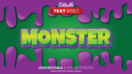 3D editable text effect monster theme © Ardhy