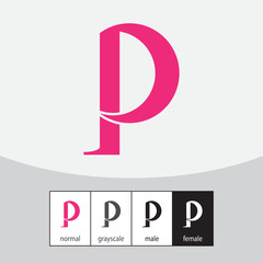 P Letter Logo. Crescent and Pink. - Vector. Vector illustration