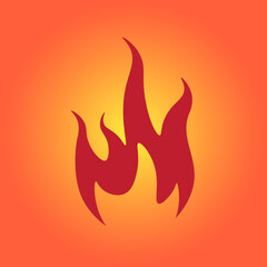 fire vector illustration isolated on red background.
