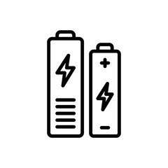 Black line icon for batteries