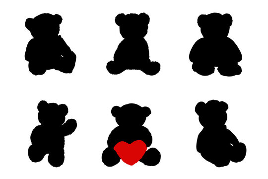 Set of silhouettes of teddy bears vector design