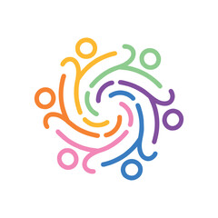 Obraz premium Colorful Community Logo network Emblem Vector Design badge illustration Symbol Icon