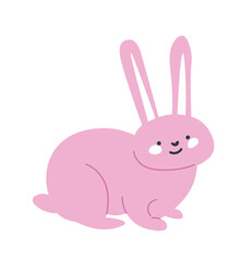 Fototapeta premium Pink bunny with long ears, hare wild animal rabbit
