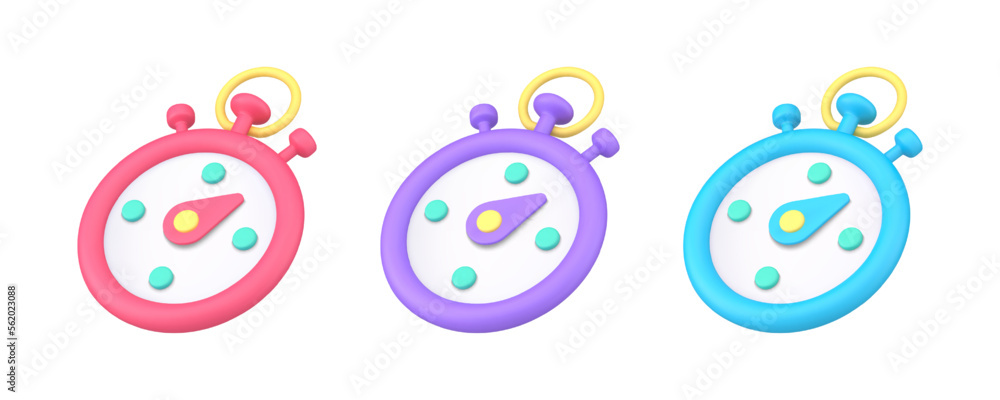 Aufkleber time countdown stopwatch mechanical chronometer speed race deadline measurement 3d icon set vector
