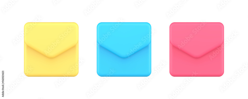 Poster envelope closed letter email incoming notification internet message 3d icon set realistic vector
