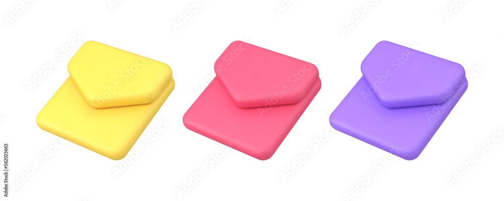 Poster email closed envelope correspondence incoming message digital alert 3d icon set realistic vector