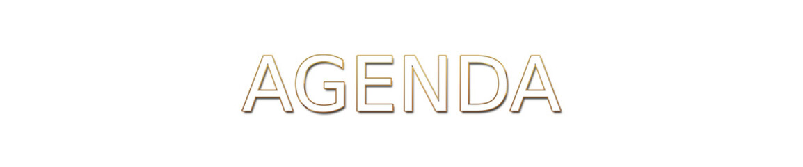 agenda golden typography banner on transparent background