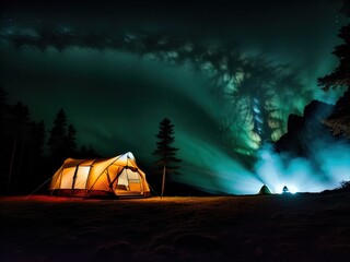 Fototapeta na wymiar Camping at night under the stars. 