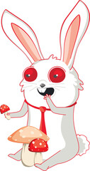 White bunny with toadstools