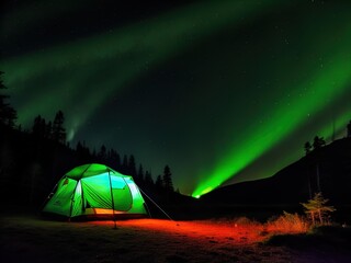 Camping at night under the stars. 