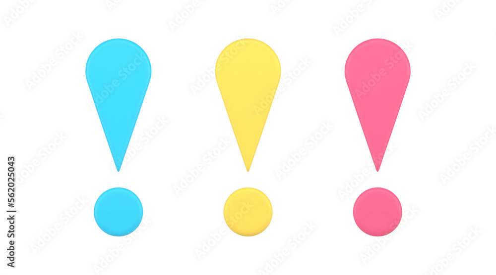 Poster exclamation point warning attention mark hazard information precaution message 3d icon set vector
