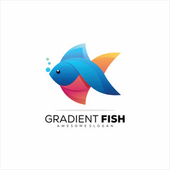 Obraz premium vector logo illustration gradient fish colorful style