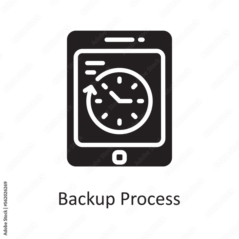 Poster backup process vector solid icon design illustration. product management symbol on white background 