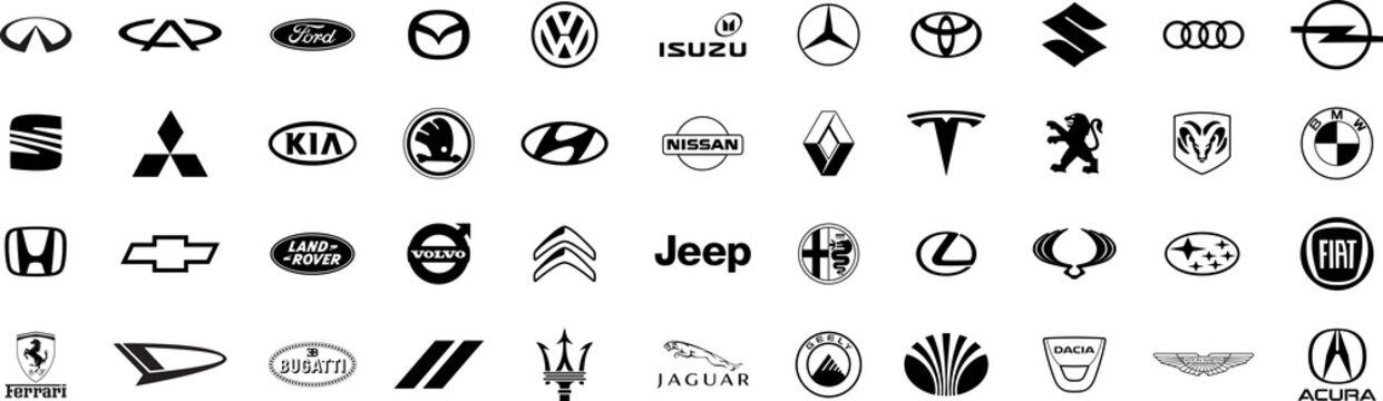 Collection of popular car brands. Automobile logo