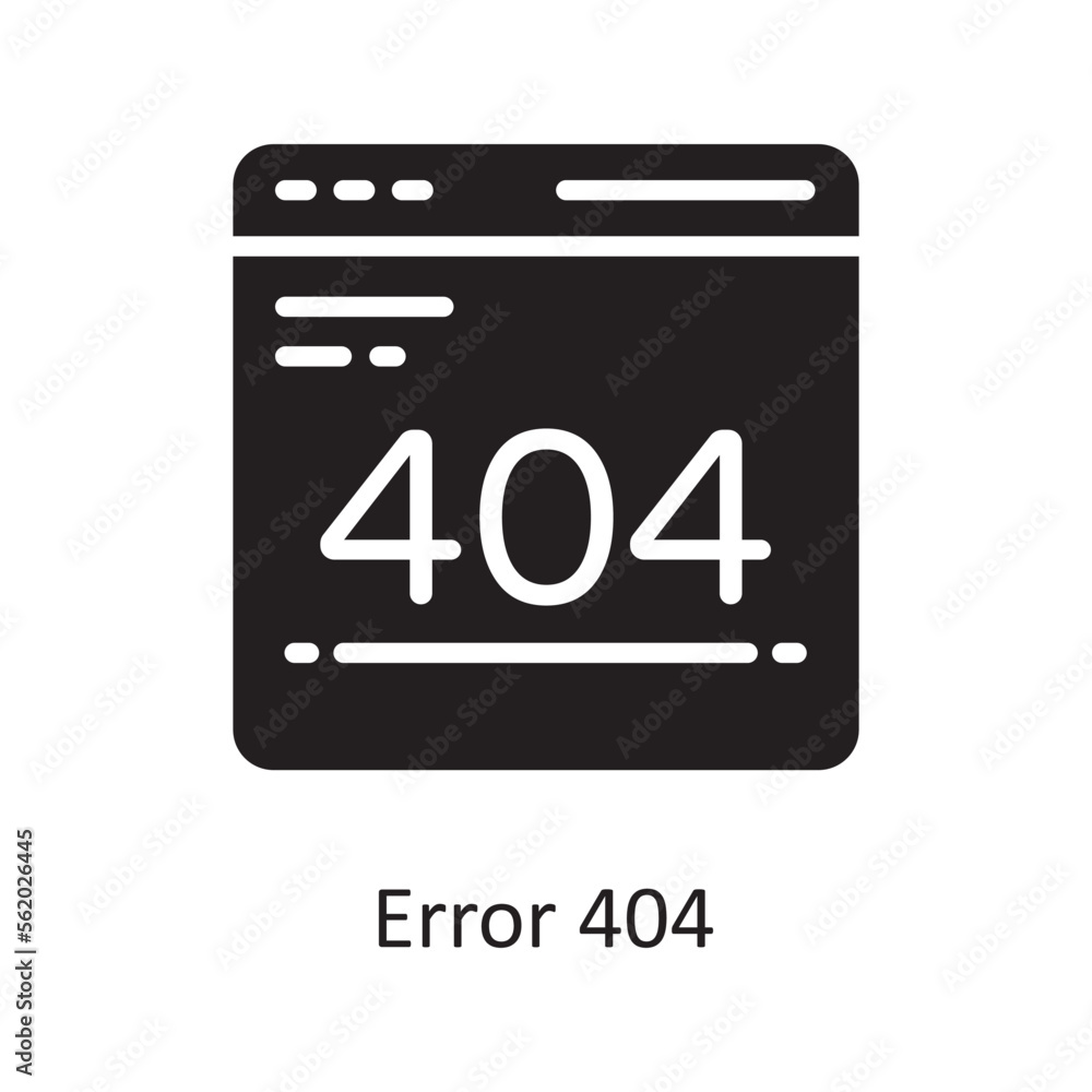 Poster error 404 vector solid icon design illustration. product management symbol on white background eps 1
