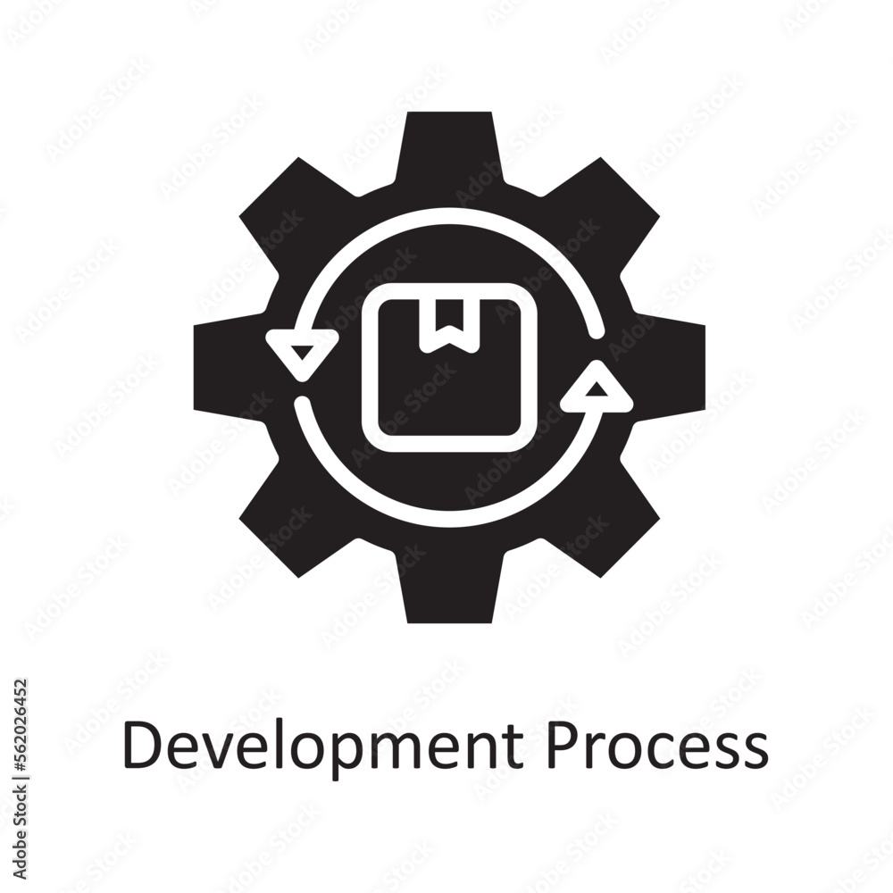 Poster development process vector solid icon design illustration. product management symbol on white backgr