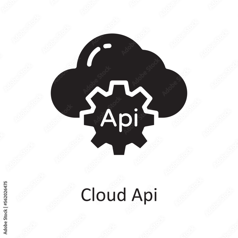 Poster cloud api vector solid icon design illustration. product management symbol on white background eps 1