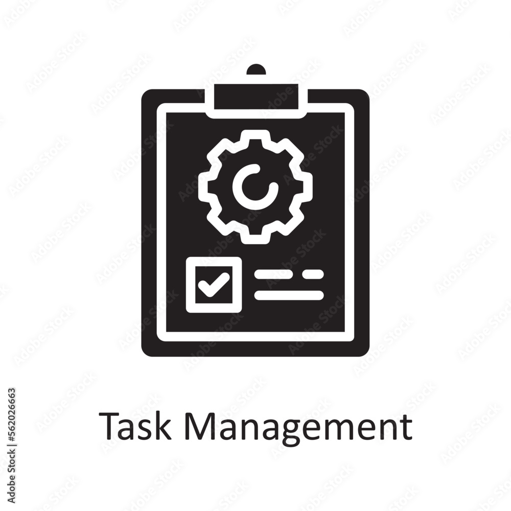 Poster task management vector solid icon design illustration. product management symbol on white background