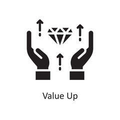 Value Up Vector Solid Icon Design illustration. Product Management Symbol on White background EPS 10 File