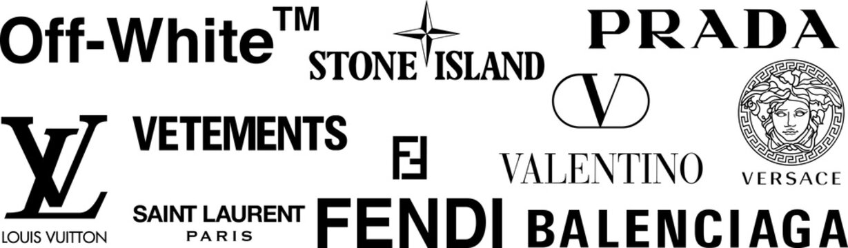 Collection of popular luxury and famous brands. Fashion company and trade names