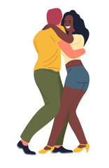 Dancing man and woman, practicing dance vector