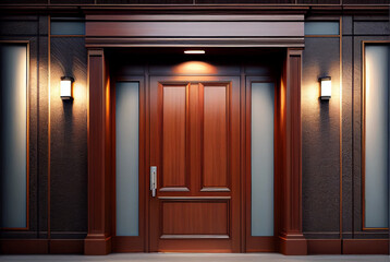 Entrance door luxury of business office building, Hotel lobby, apartment, Generative AI Technology